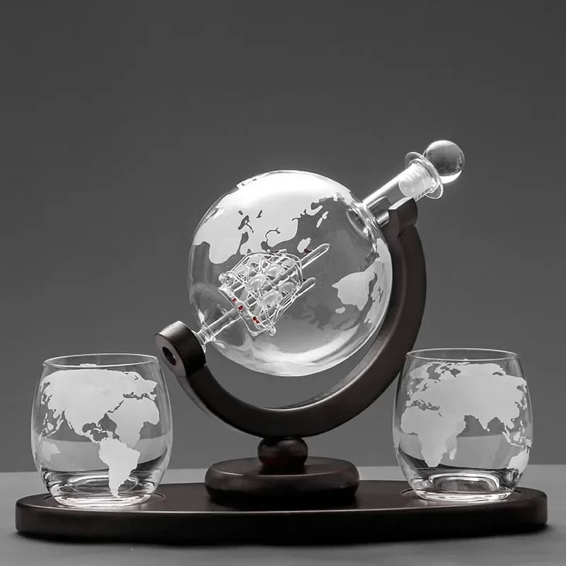Decanter Whisky Globo Conjunto Recipiente de Vidro - Verse