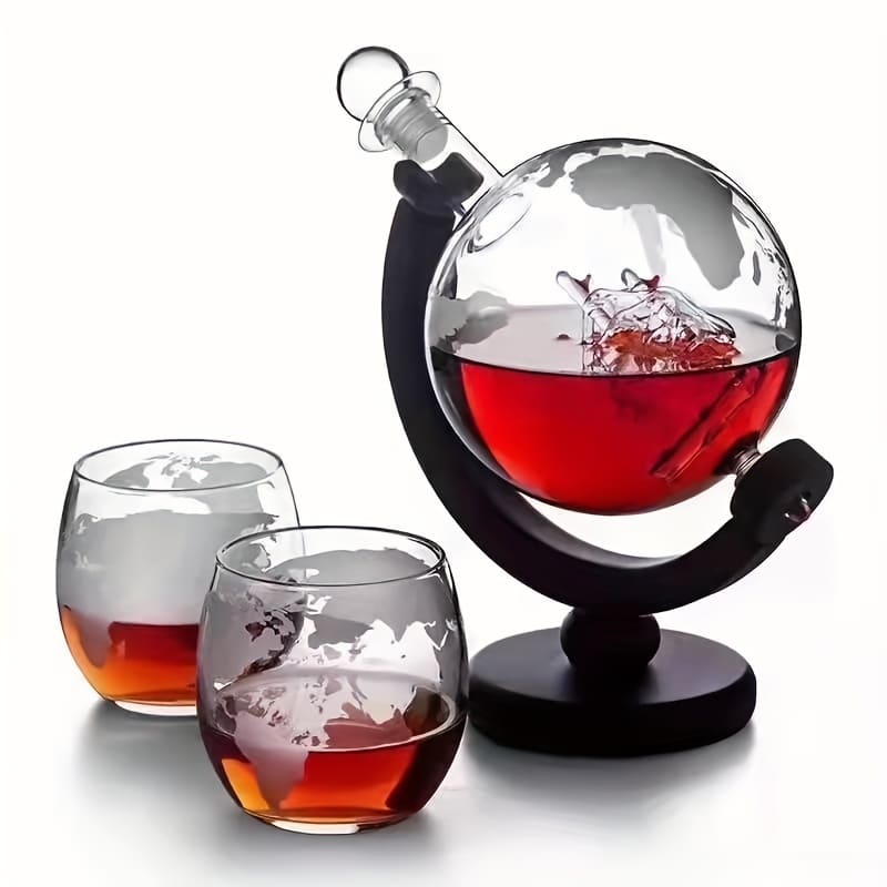 Decanter Whisky Globo Conjunto Recipiente de Vidro - Verse