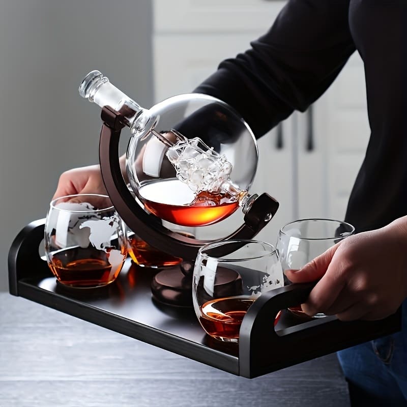Decanter Whisky Globo Conjunto Recipiente de Vidro - Verse