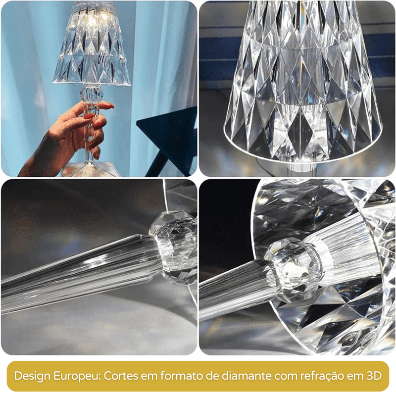 Luminária de Mesa LED Diamante USB 3 em 1 Sem Fio - Verse