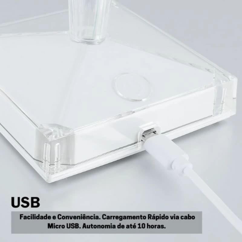 Luminária de Mesa LED Diamante USB 3 em 1 Sem Fio - Verse