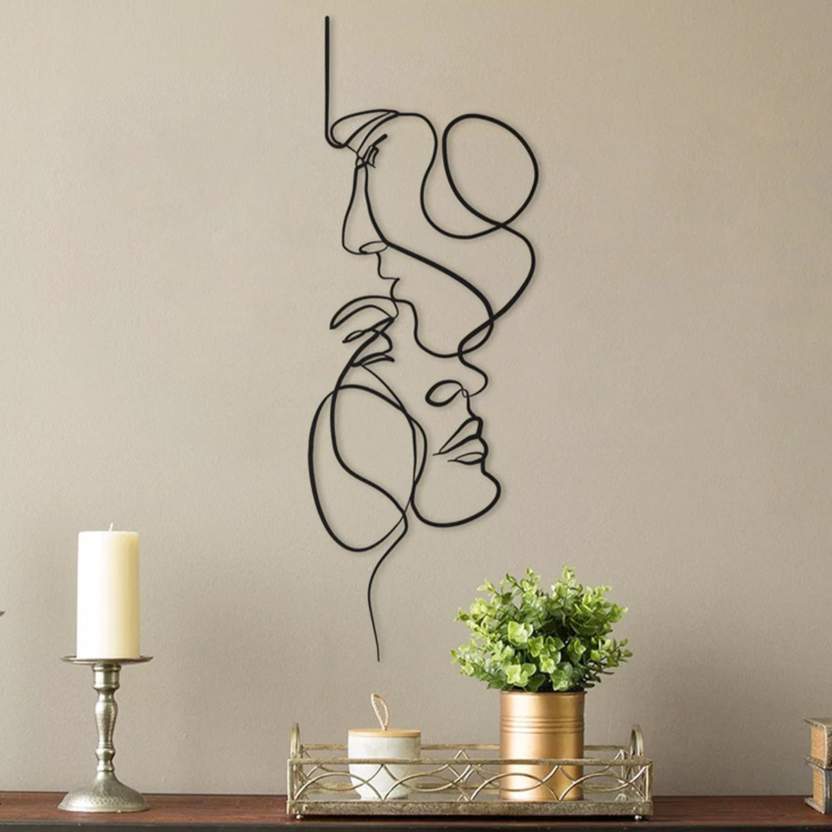 Escultura Abstrata de Metal Minimalista Face Lines - Verse