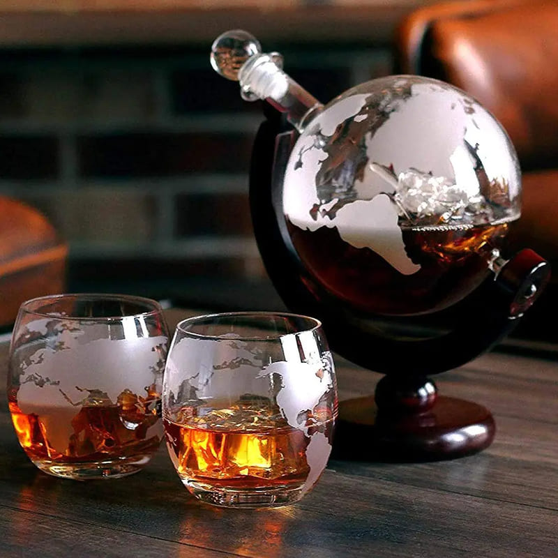 Decanter Whisky Globo Conjunto Recipiente de Vidro - Verse