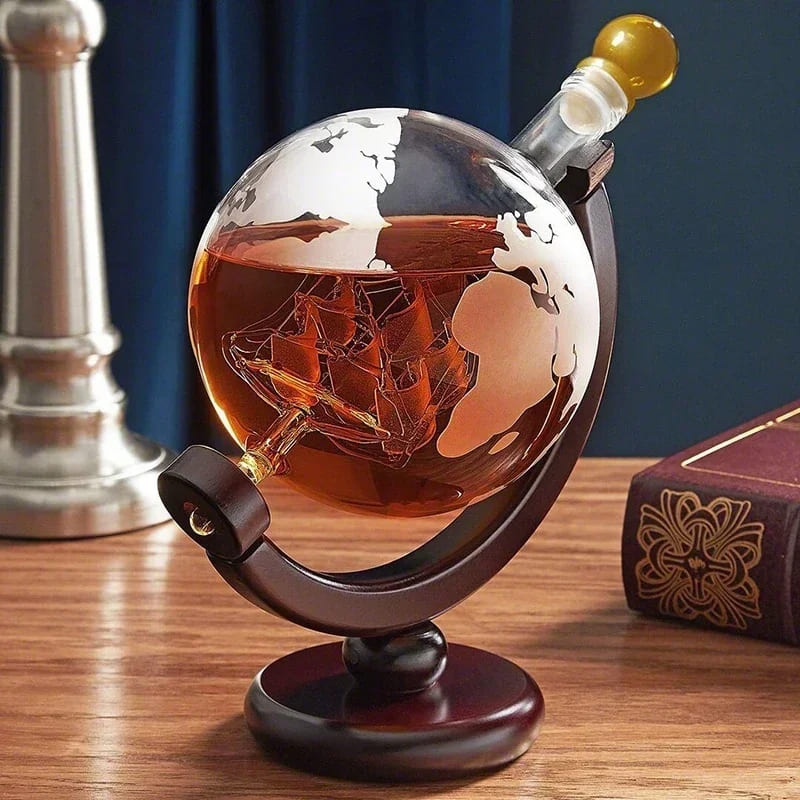 Decanter Whisky Globo Conjunto Recipiente de Vidro - Verse