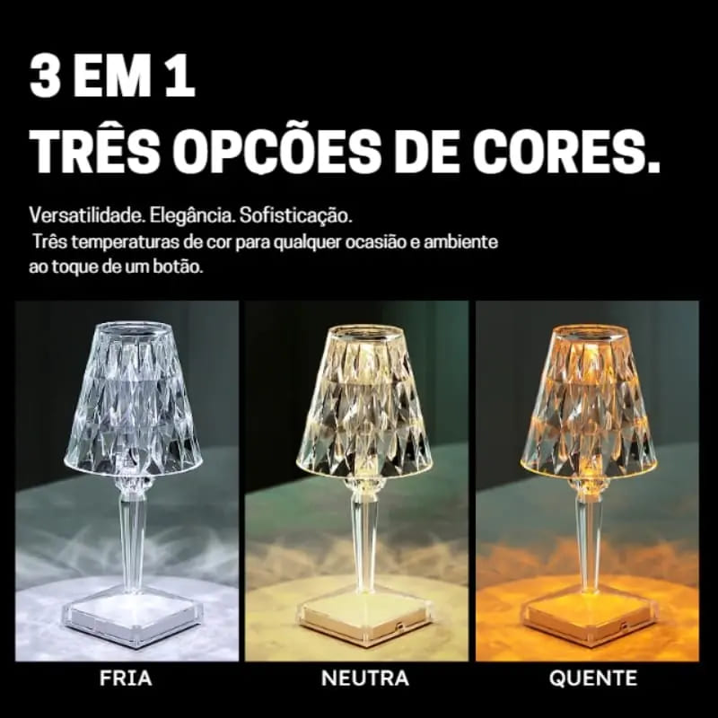 Luminária de Mesa LED Diamante USB 3 em 1 Sem Fio - Verse