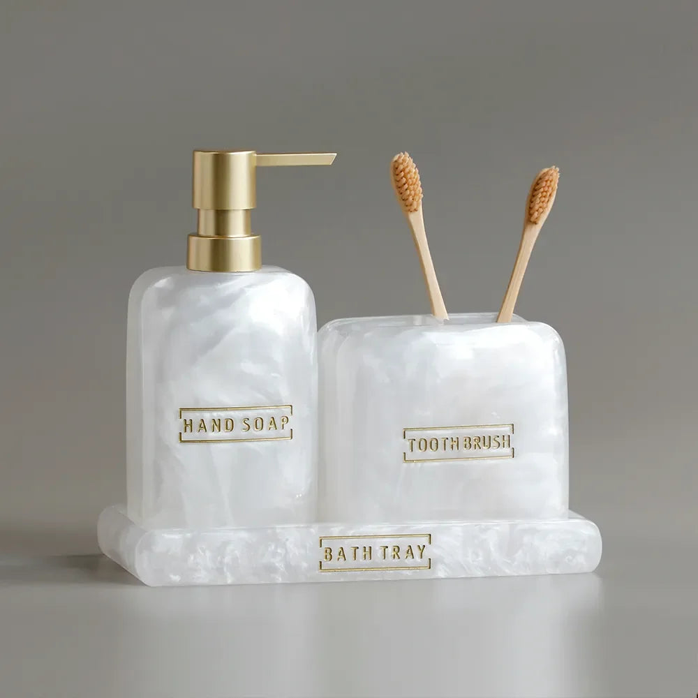 Kit Dispenser Para Banheiro Branco Perolado - Verse