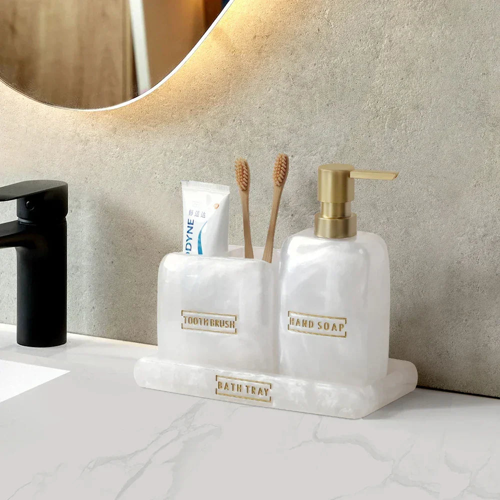 Kit Dispenser Para Banheiro Branco Perolado - Verse