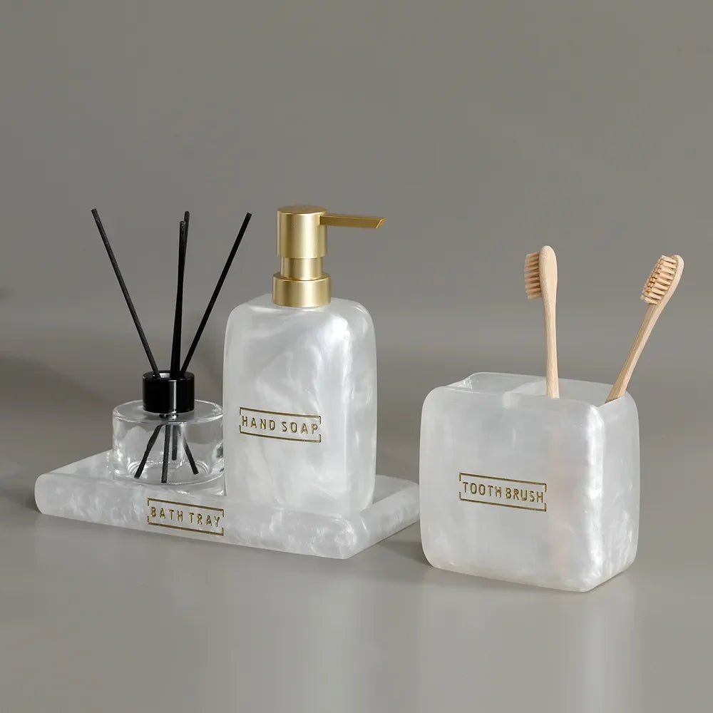 Kit Dispenser Para Banheiro Branco Perolado - Verse